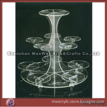 Clear Round Finely Designed Acrylic Cup Cake Display Stand Rack